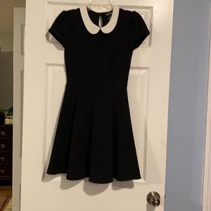 Hot topic black skater dress with white lapel